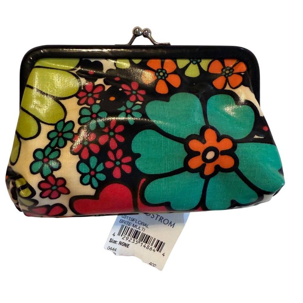 Vintage Nordstrom Cosmetic Bags Vinyl Black 70's Floral Set Lot - Picture 2 of 11